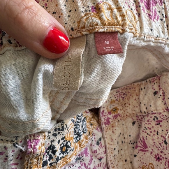 Anthropologie Pilcro Scrunchie Shorts High Rise Denim White Floral Women's - Picture 4 of 7